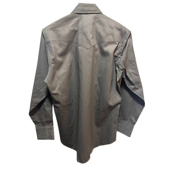 Vintage Wrangler Gray Pearl Snap Work Shirt Heavy Canvas USA Mens Medium NWOT - Picture 5 of 6